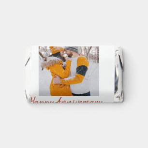 Modern boho happy anniversary add name date orange hershey's miniatures