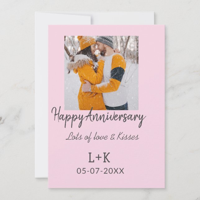 Modern boho happy anniversary add name date orange holiday card (Front)