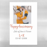 Modern boho happy anniversary add name date orange magnetic dry erase sheet<br><div class="desc">Design for couple love</div>