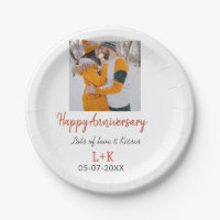 Modern boho happy anniversary add name date orange
