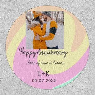 Modern boho happy anniversary add name date orange patch