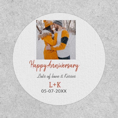 Modern boho happy anniversary add name date orange patch