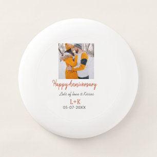 Modern boho happy anniversary add name date orange Wham-O frisbee