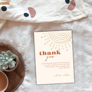 Modern Boho Here Comes The Son Baby Shower Thank You Card