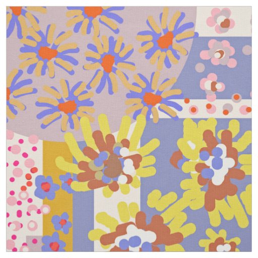 Modern Boho Hippy Patchwork Daisy Flowers Fabric
