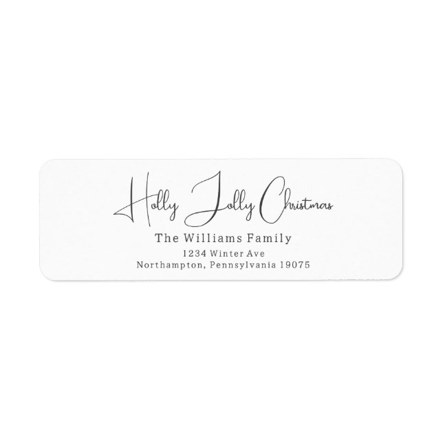 Modern Boho Holly Jolly Christmas Return Address Label (Front)