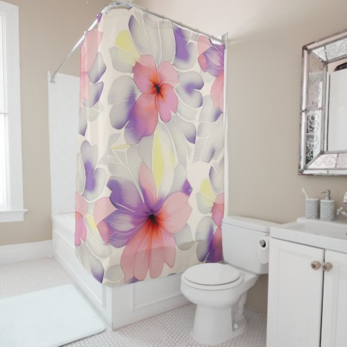 Modern Boho Home Watercolor Floral Shower Curtain