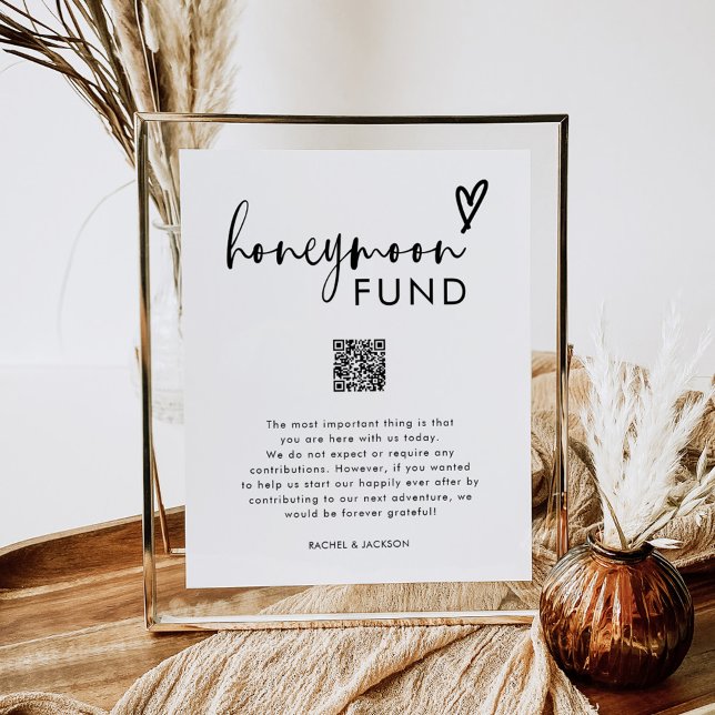 Modern Boho Honeymoon Fund QR Wishing Well Sign (Creator Uploaded)