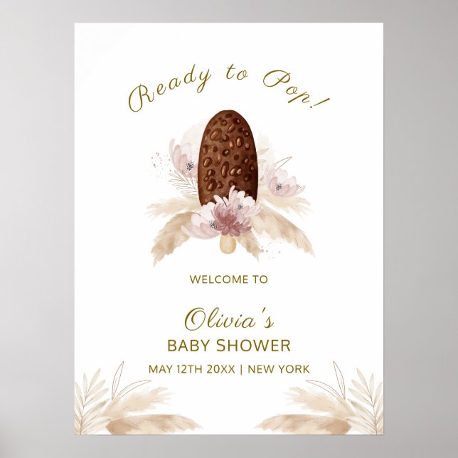 Modern Boho Ice Cream Popcicle Baby Shower Welcome Poster (Front)