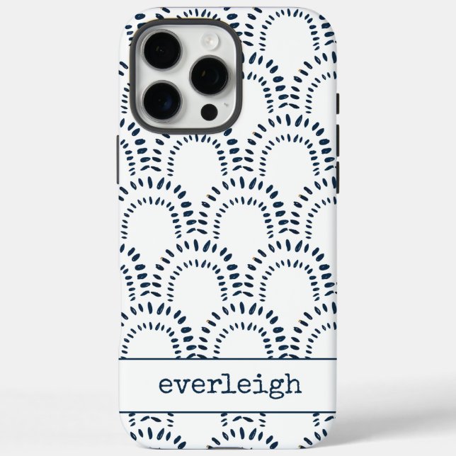 Modern Boho Indigo Blue Rainbow Personalized Case-Mate iPhone Case (Back)