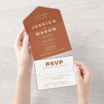 Modern Boho Jewel Earth Tone Wedding Invite RSVP<br><div class="desc">These unique all-in-one wedding invitations are beautifully printed and easy to use! Simply add a stamp to the RSVP postcard, so your guests can easily fill out the RSVP information, tear off and mail back to you! To mail, you can simply fold, seal (using one of the included clear stickers),...</div>