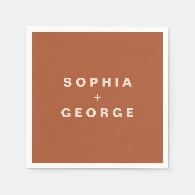 Modern Boho Jewel Earth Tone Wedding  Napkins (Front)