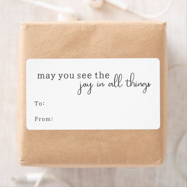 Modern Boho Joy In All Things Rectangular Gift Label (Insitu)