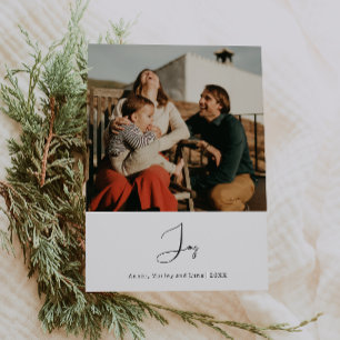 Modern Boho Joy Vertical Photo Christmas Holiday Card