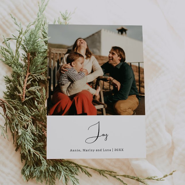 Modern Boho Joy Vertical Photo Christmas Holiday Card (Creator Uploaded)