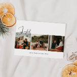 Modern Boho Joyful Three Photo Christmas Holiday Card<br><div class="desc">Celebrate the holiday season with this modern boho joyful three photo christmas holiday card. The unique and editable script gives the design a chic yet elegant touch. Its simple black and white design embodies a classic and whimsical feel, perfect for the winter season. The minimal bohemian festive designer font adds...</div>