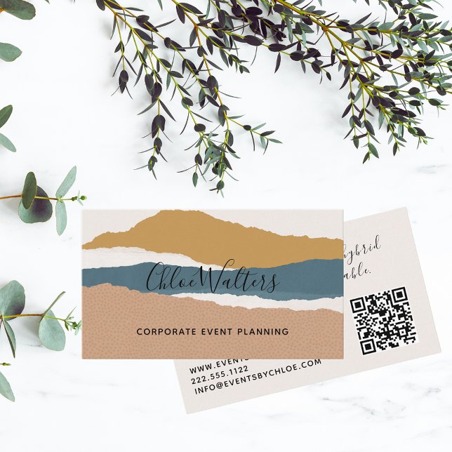 Modern  Boho Landscape With QR Code Business Card (Creator Uploaded)