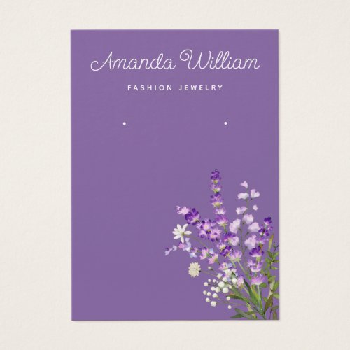 Modern Boho lavender floral earring display card 