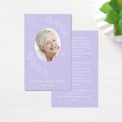 Modern Boho Lavender Purple Photo Funeral Card