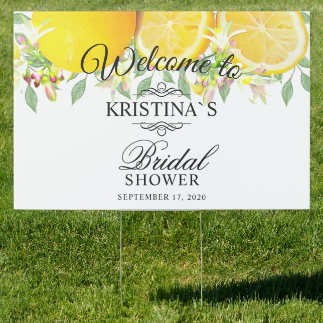 Modern Boho Lemon Summer Bridal Shower Wedding Sign (Insitu)