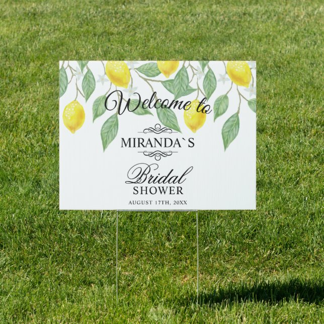 Modern Boho Lemon Summer Bridal Shower Welcome Sign (Insitu)