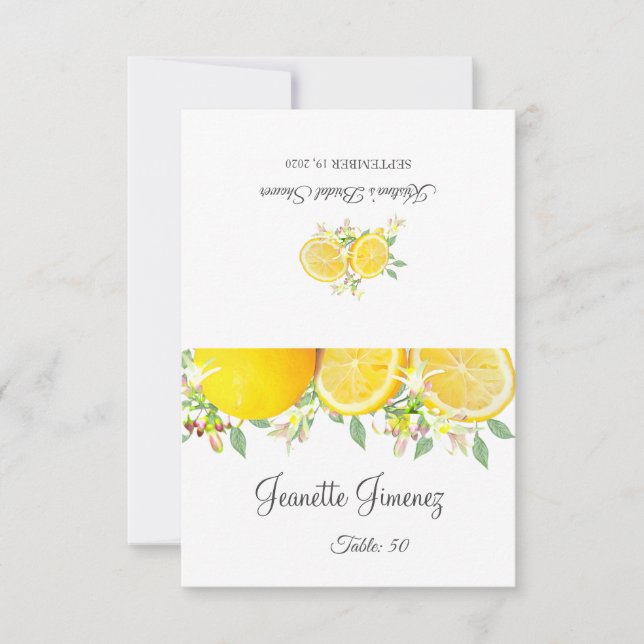 Modern Boho Lemon Summer Wedding Place Card (Front)