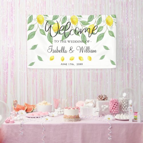 Modern Boho Lemon Summer Wedding Welcome Banner