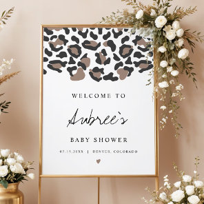 Modern Boho Leopard Print Baby Shower Welcome
