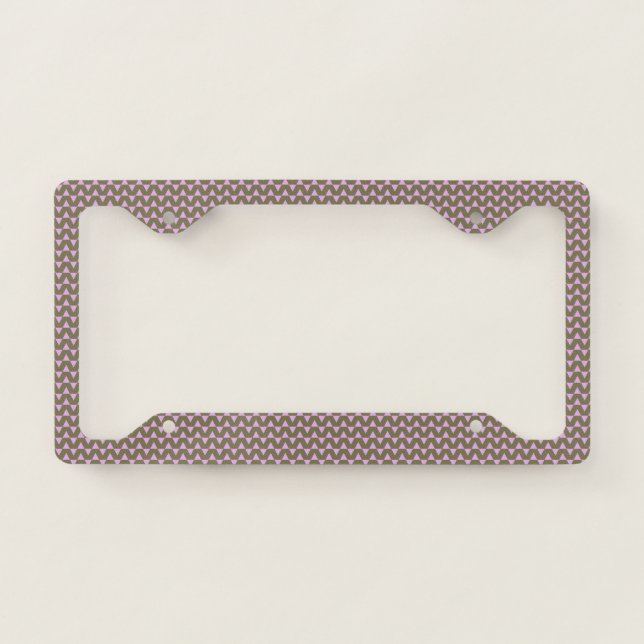 Modern Boho Lilac Olive Geometric Triangle Pattern License Plate Frame (Front)