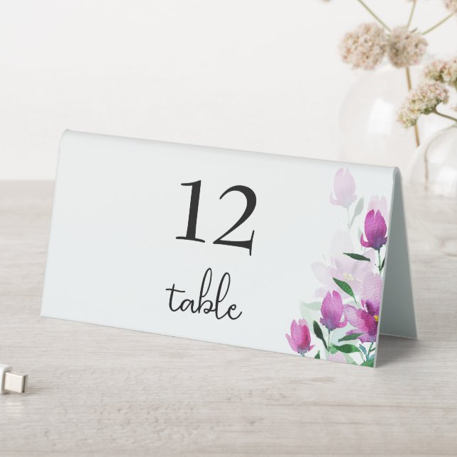 Modern Boho Lilac Pink Hand-painted Floral  Table Tent (In SItu (Table))