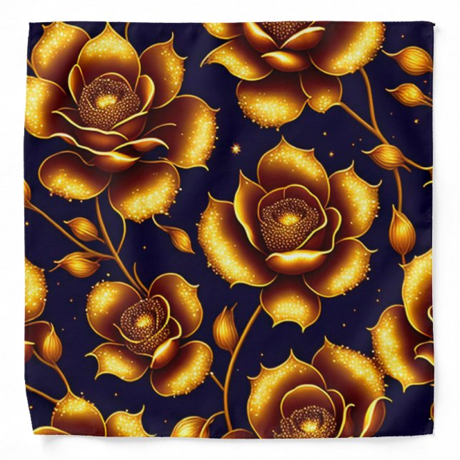 Modern Boho Luxury Gold Rose Collection Bandana (Front)