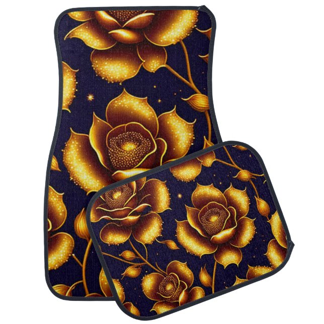 Modern Boho Luxury Gold Rose Collection Car Floor Mat (Set)