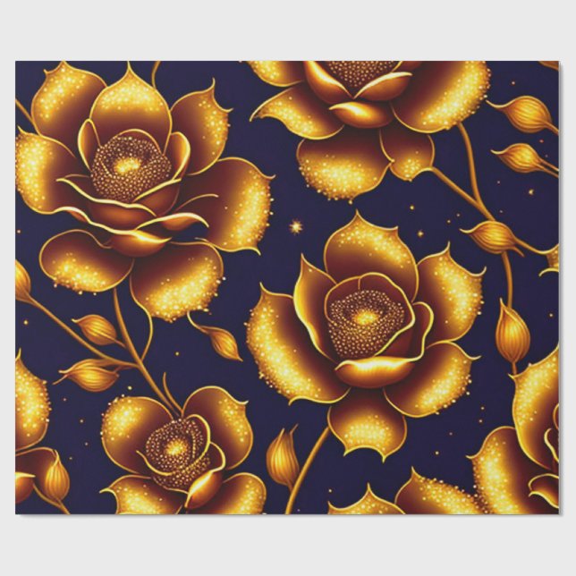 Modern Boho Luxury Gold Rose Collection Wrapping Paper (Flat)