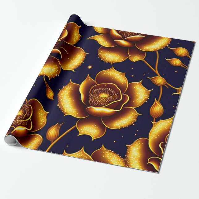 Modern Boho Luxury Gold Rose Collection Wrapping Paper (Unrolled)