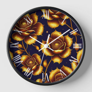 Modern Boho Luxury Gold Rose Collectionk Clock