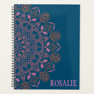 Modern Boho Mandala Medallion in Teal Personalized Planner