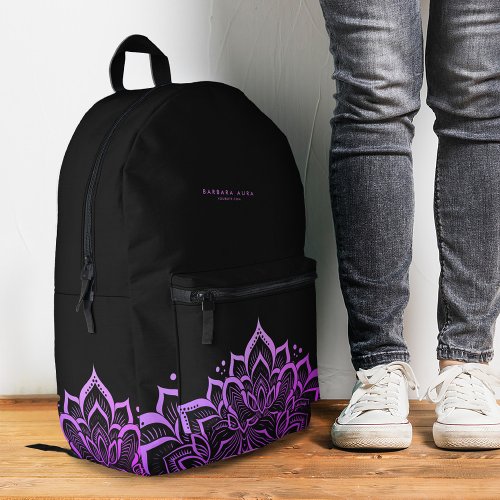 Modern Boho Mandala Spiritual Purple Yoga Printed Backpack