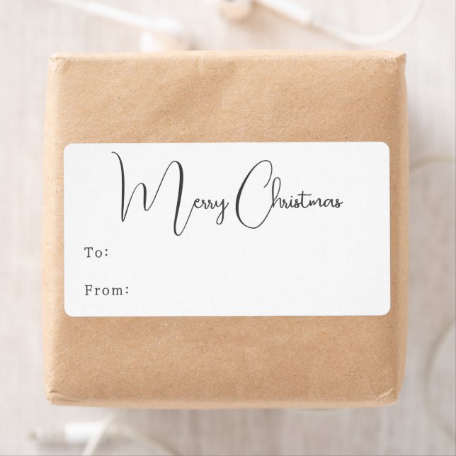 Modern Boho Merry Christmas Rectangular Gift Label (Insitu)