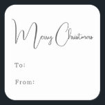 Modern Boho Merry Christmas To From Square Sticker<br><div class="desc">Celebrate the joy of the season with this modern boho Merry Christmas to from square sticker. The unique and chic editable script creates a touch of charm and individuality. Its simple, elegant black-and-white design, featuring a classic bohemian arch frame, evokes a whimsical winter ambiance. The minimal and delicate festive font...</div>