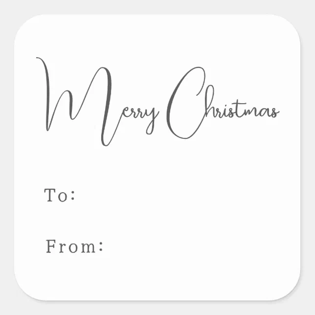 Modern Boho Merry Christmas To From Square Sticker | Zazzle