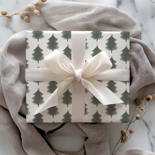 Modern Boho Merry Christmas   Trees   Pine   Wrapping Paper Sheets