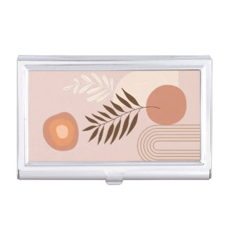 Modern Boho Mid-century Art Pink Business Card Case