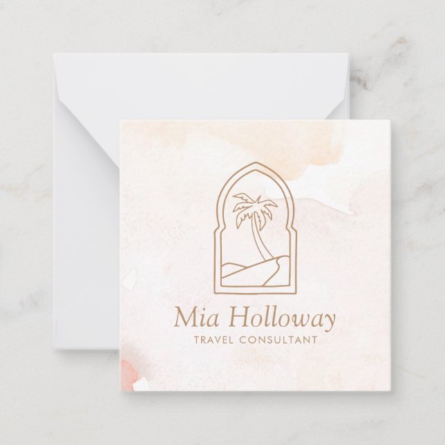 Modern Boho Minimal Palm Tree Business Note Card (Front)