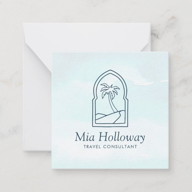 Modern Boho Minimal Palm Tree Business Note Card (Front)