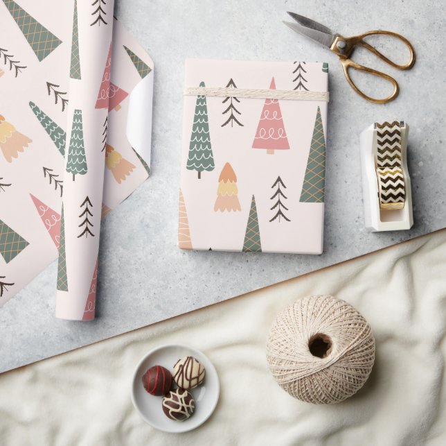 Modern Boho Minimalist Christmas Tree Wrapping Paper (Crafts)