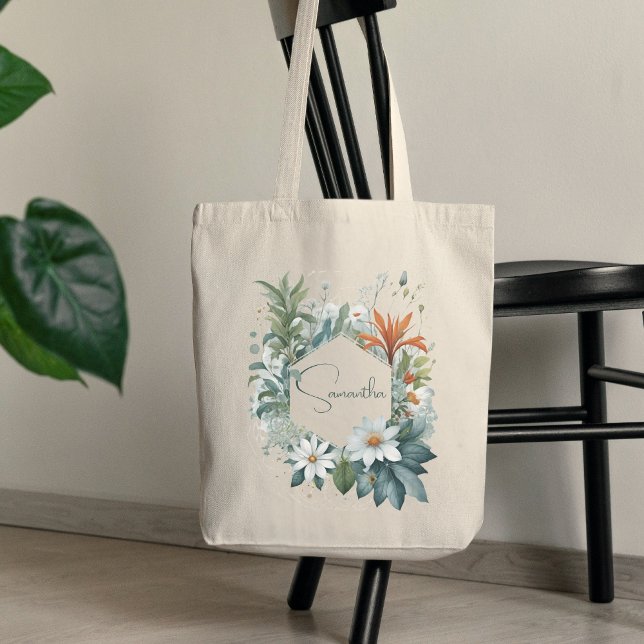 Modern Boho Minimalist Elegant Trendy Botanical  Tote Bag (Creator Uploaded)