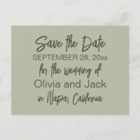 Modern Boho Minimalist Sage Green Save the Date