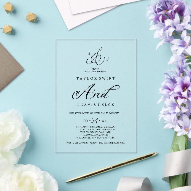 Modern Boho Monogram Acrylic Wedding Invite Invitations (Insitu (Wedding))