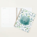Modern Boho Monogram Greenery Eucalyptus Foliage Planner<br><div class="desc">Modern Boho Monogram Greenery Eucalyptus Foliage Planner. Features watercolor leaves in shades of sage green and dusty blue, and a watercolor frame.</div>