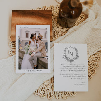 Modern Boho Monogram | Photo Wedding Thank You Card